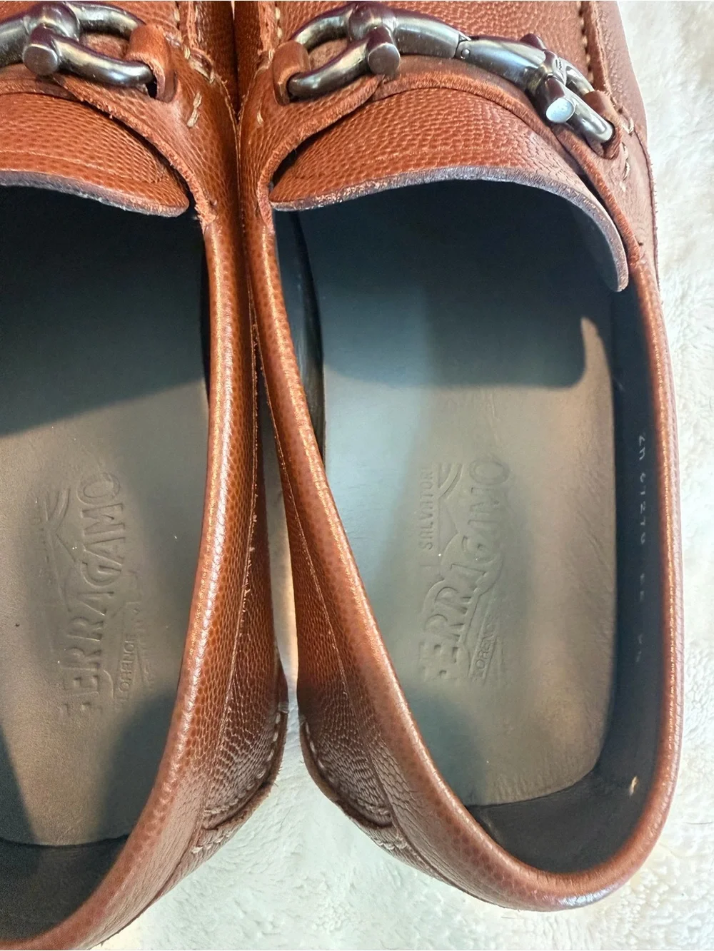Salvatore Ferragamo Tan Leather Horsebit Loafers